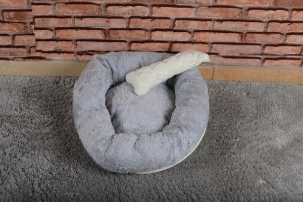 Cookie Pet Sherpa Polar Yıkanabilir Yuvarlak Köpek Kedi Yatağı 60 Gri